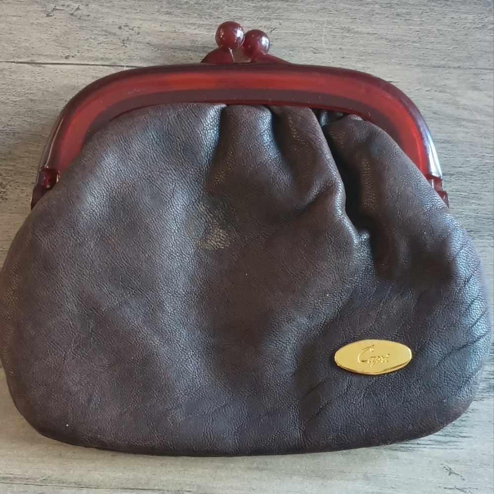 Capri Vintage Brown Leather Clutch Marked No. 0368
